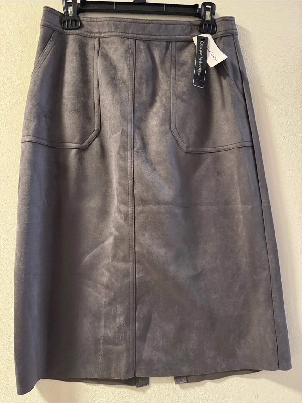 Catherine Malandrino Gray Faux Leather Pencil Skirt